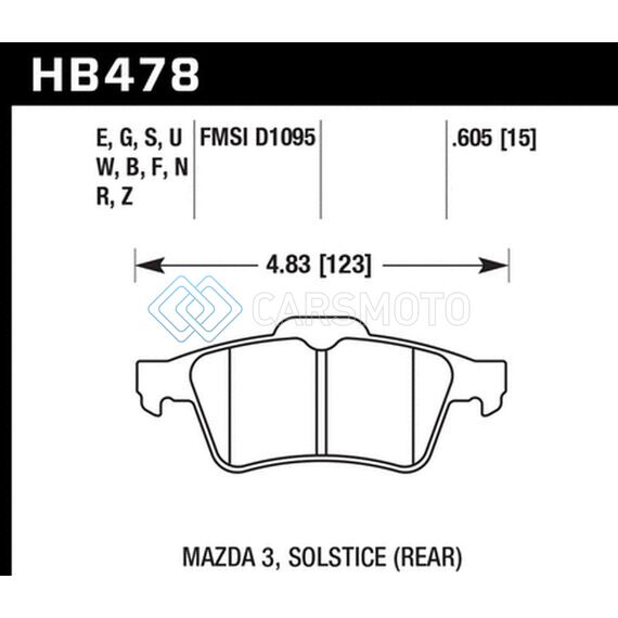 HAWK PERFORMANCE HB478G.605 13-14 FORD FOCUS ST / MAZDA/ VOLVO DTC-60 RACE REAR BRAKE PADS