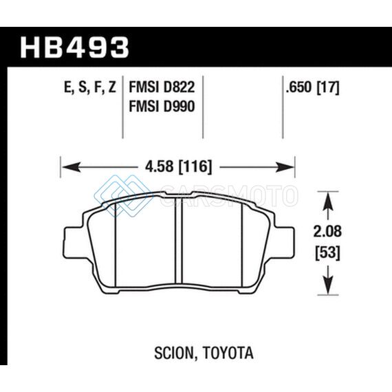 HAWK PERFORMANCE HB493F.650 04-07 XA/XB / 2000 MR2 SPYDER D990 HPS STREET FRONT BRAKE PADS