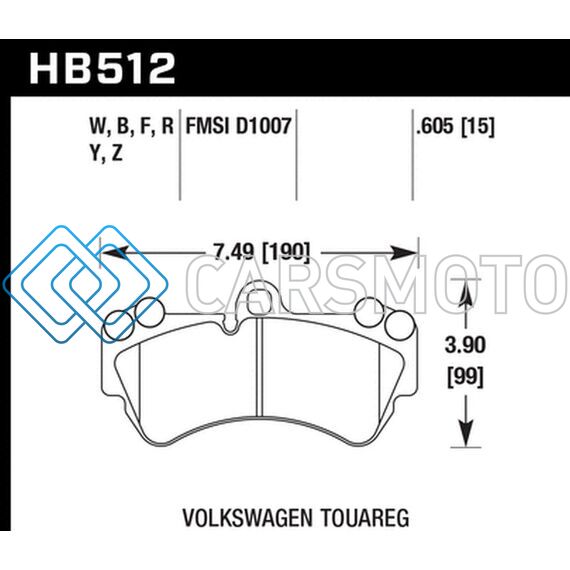 HAWK PERFORMANCE HB512Z.605 04 VOLKSWAGEN TOUAREG PERFORMANCE CERAMIC STREET FRONT BRAKE PADS