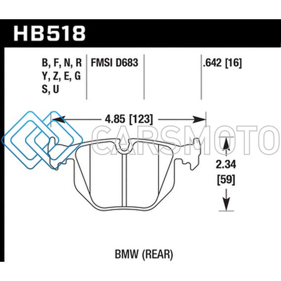 HAWK PERFORMANCE HB518F.642 01-06 BMW 330 / 97-01 740I / 96-01 750IL / 03-06 BMW M3 / 00-03 M5 / 00-06 X5 / 06-08 Z4 / 03-0