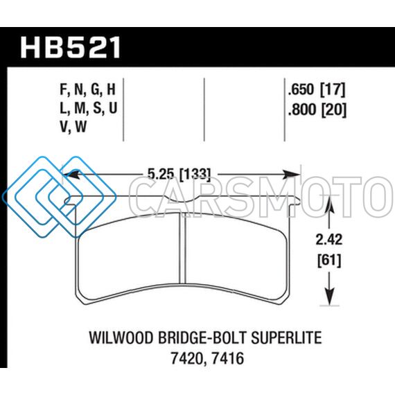 HAWK PERFORMANCE HB521W.650 WILWOOD BB SL 7420 DTC-30 PERFORMANCE RACE PADS