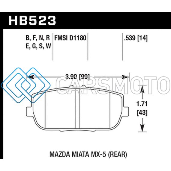 HAWK PERFORMANCE HB523S.539 06-16 MAZDA MX-5 MIATA HT-10 RACE REAR BRAKE PADS