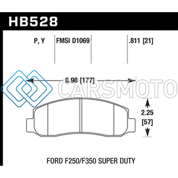 HAWK PERFORMANCE HB528Y.811 05-11 F-250/F-350 SUPER DUTY PICKUP / 11 F-550 SUPER DUTY PICKUP FRONT LTS STREET BRAKE PADS