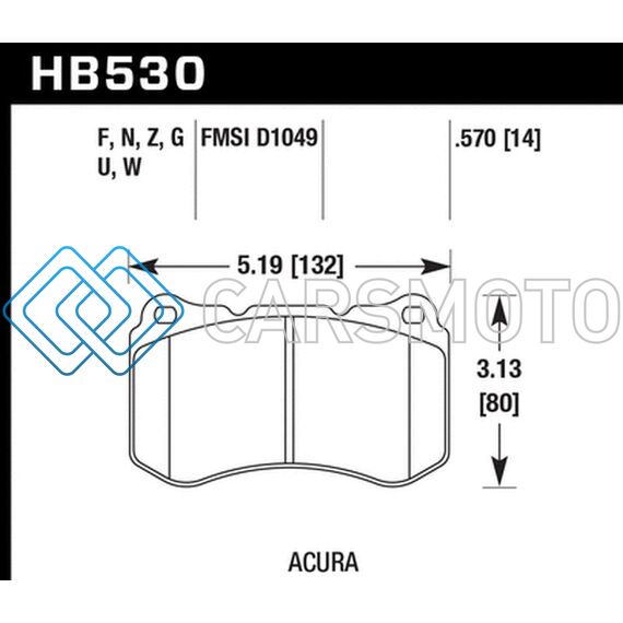 HAWK PERFORMANCE HB530F.570 07-08 ACURA TL 3.5L / 04-08 TL 3.2L TYPE S HPS STREET FRONT BRAKE PADS