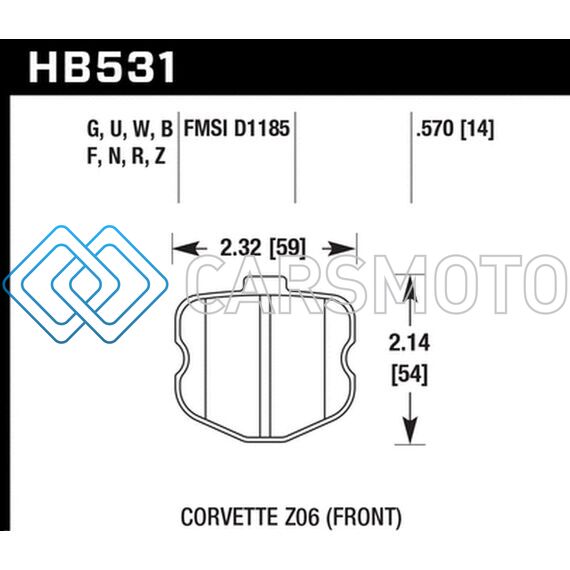 HAWK PERFORMANCE HB531F.570 06-10 CHEVY CORVETTE (OEM PAD DESIGN) FRONT HPS SREET BRAKE PADS