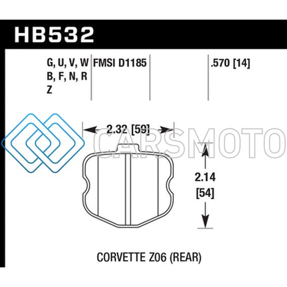 HAWK PERFORMANCE HB532F.570 06-10 CHEVY CORVETTE (OEM PAD DESIGN) REAR HPS SREET BRAKE PADS