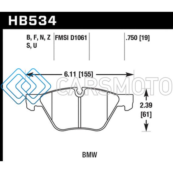 HAWK PERFORMANCE HB534F.750 09-11 BMW Z4 / 04-05 525I / 08-11 128I / 06 325I/325XI / 07 328I/328XI HPS STREET FRONT BRAKE P
