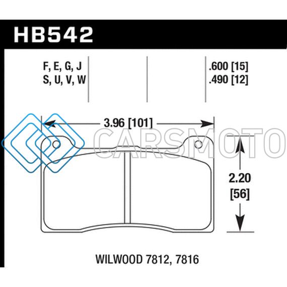 HAWK PERFORMANCE HB542W.490 WILWOOD 7816 12MM CALIPER DTC-30 REAR RACE PADS
