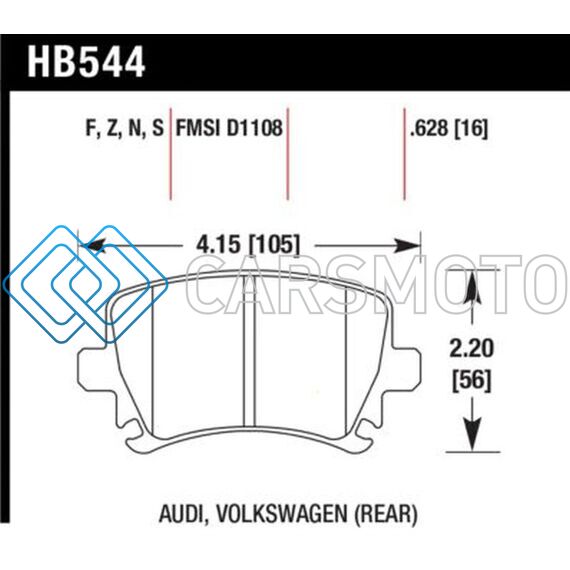 HAWK PERFORMANCE HB544Z.628 AUDI A3 / A4 / A6 QUATTRO PERFORMANCE CERAMIC REAR BRAKE PADS