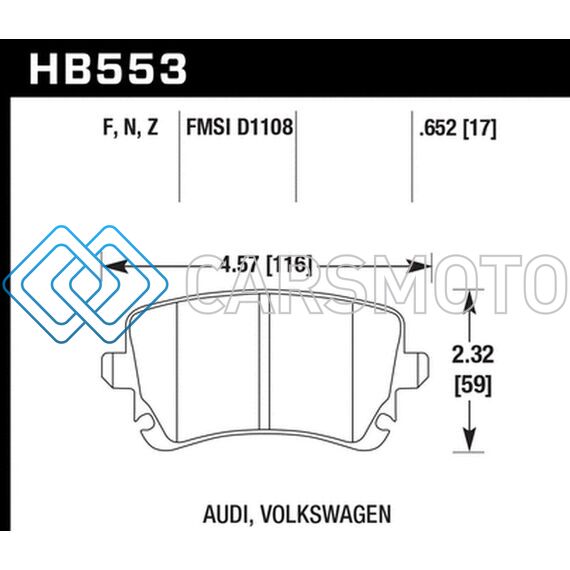 HAWK PERFORMANCE HB553F.652 06-07 AUDI A6 QUATTRO / 03-04 RS6 / 04-08 S4 HPS STREET REAR BRAKE PADS