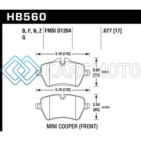 HAWK PERFORMANCE HB560G.677 06-15 MINI COOPER DTC-60 RACE FRONT BRAKE PADS