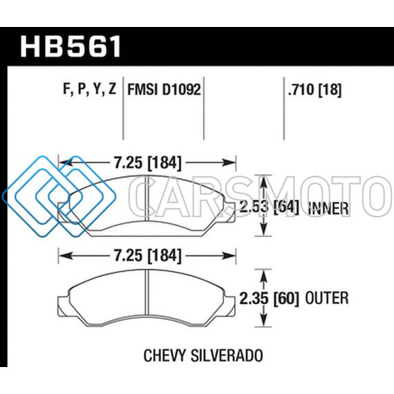 HAWK PERFORMANCE HB561P.710 07-08 ESCALADE 6.2 / 07-08 AVALANCHE SUPER DUTY FRONT BRAKE PADS