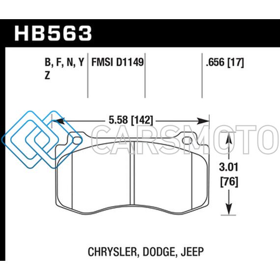 HAWK PERFORMANCE HB563F.656 06-07 DODGE MAGNUM SRT8 / 06-09 CHALLENGER SRT8 / 05-07/09 CHRYSLER 300 C SRT8 HPS STREET FRONT