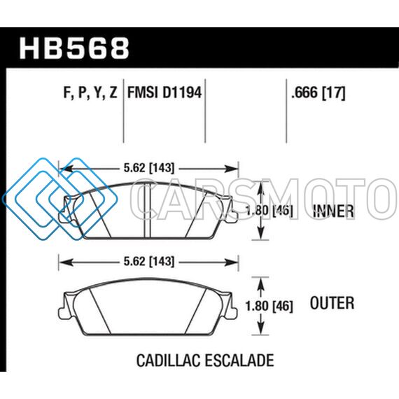 HAWK PERFORMANCE HB568Z.666 PERFORMANCE CERAMIC STREET BRAKE PADS