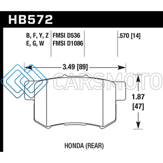 HAWK PERFORMANCE HB572F.570 07-08 ACURA TL TYPE S / 99-08 ACURA TL 3.2L HPS STREET REAR BRAKE PADS