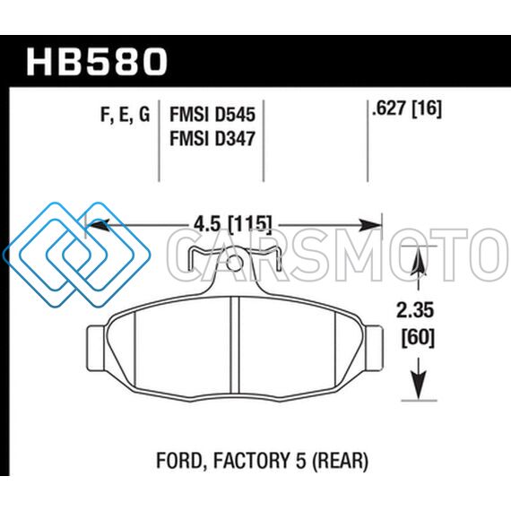 HAWK PERFORMANCE HB580E.627 86-92 FORD TAURUS SHO / 89-92 FORD THUNDERBIRD SUPER COUPE BLUE 9012 RACE REAR BRAKE PADS