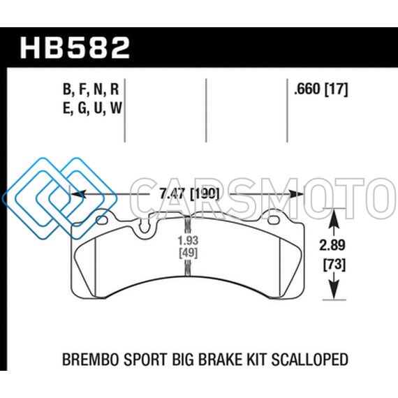 HAWK PERFORMANCE HB582B.660 BREMBO CALIPER HPS 5.0 PERFORMANCE STREET BRAKE PADS