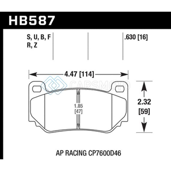 HAWK PERFORMANCE HB587U.630 AP RACING CP7600 DTC-70 RACE BRAKE PADS