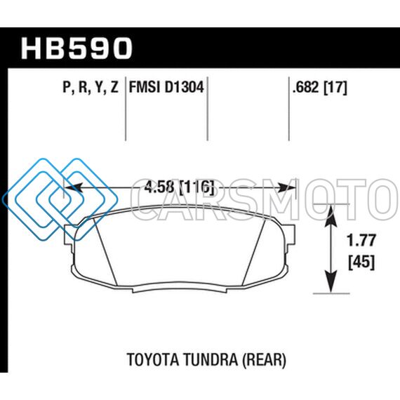 HAWK PERFORMANCE HB590P.682 08-10 TOYOTA LAND CRUISER / 07-10 TUNDRA SUPER DUTY STREET REAR BRAKE PADS