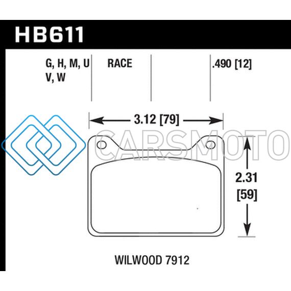 HAWK PERFORMANCE HB611G.490 WILLWOOD 7912 DTC-60 RACE BRAKE PADS