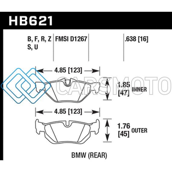 HAWK PERFORMANCE HB621S.638 08-11 BMW 128I / 10 BMW 323I / 07-11 BMW 328I / 07-11 BMW 328XI HT-10 RACE REAR BRAKE PADS