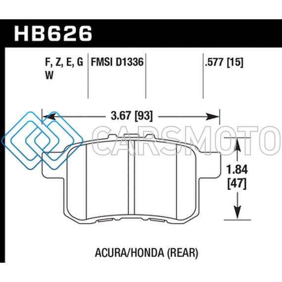 HAWK PERFORMANCE HB626B.577 11-14 ACURA TSX HPS 5.0 REAR BRAKE PADS