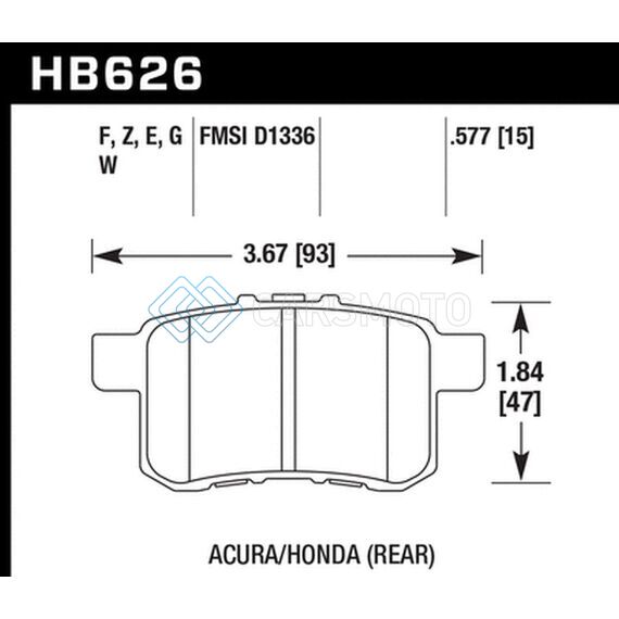 HAWK PERFORMANCE HB626F.577 08-10 HONDA ACCORD 2.4L/3.0L/3.5L / 09-10 ACURA TST 2.4L HPS STREET REAR BRAKE PADS