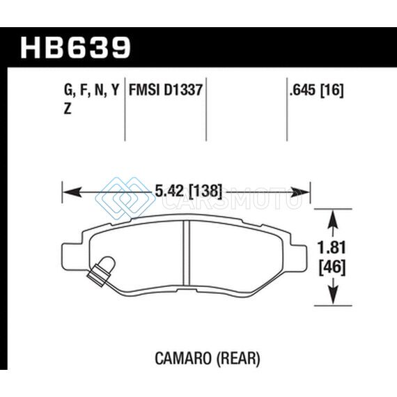 HAWK PERFORMANCE HB639B.645 2008-14 CADILLAC CTS / 10-15 CHEVY CAMARO HPS 5.0 REAR BRAKE PADS