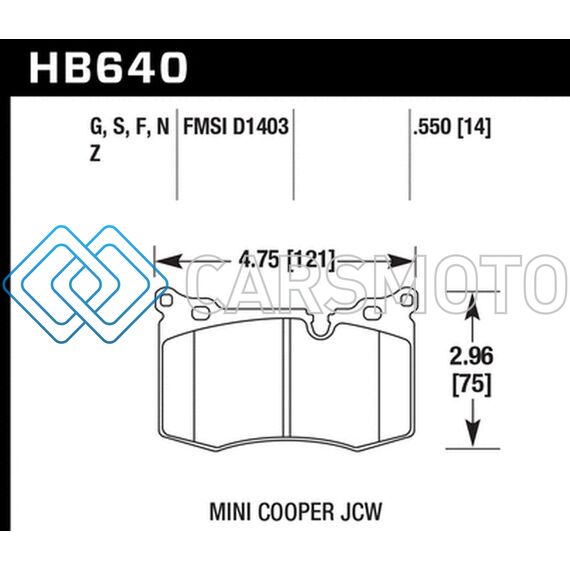 HAWK PERFORMANCE HB640G.550 09-15 MINI COOPER JOHN COOPER WORKS DTC-60 RACE FRONT BRAKE PADS