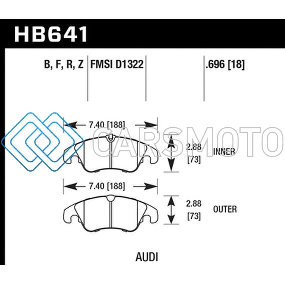 HAWK PERFORMANCE HB641Z.696 PERFORMANCE 09-11 AUDI A4/QUATTRO / 08-11 QUATTRO / 09-11 Q5 FRONT CERAMIC STREET BRAKE PADS