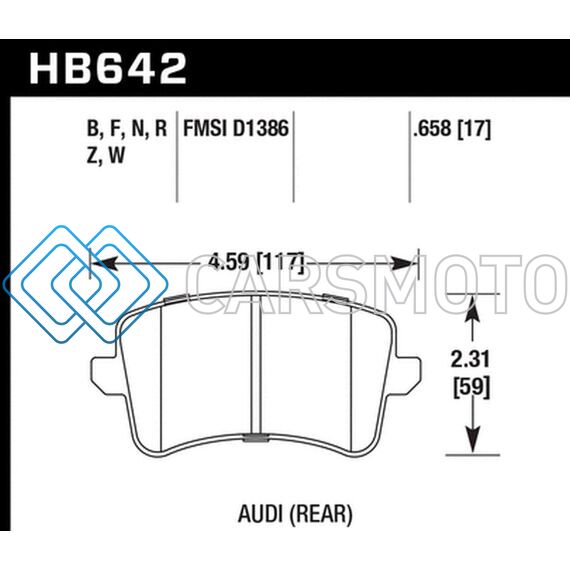HAWK PERFORMANCE HB642Z.658 PERFORMANCE 09-10 AUDI A4/QUATTRO / 08-11 A5 QUATTRO / 09-11 Q5 REAR CERAMIC STREET BRAKE PADS