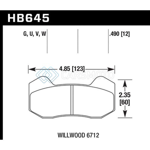 HAWK PERFORMANCE HB645U.490 WILWOOD DYNAPRO 6 (TYPE 6712) DTC-70 BRAKE PADS