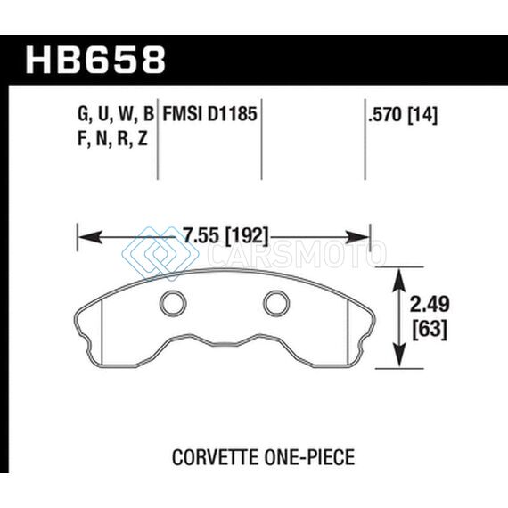 HAWK PERFORMANCE HB658U.570 10-11 CHEVY CORVETTE GRAND SPORT / 06-08 CORVETTE Z06 (1 PIECE) FRONT DTC-70 RACE BRAKE PADS