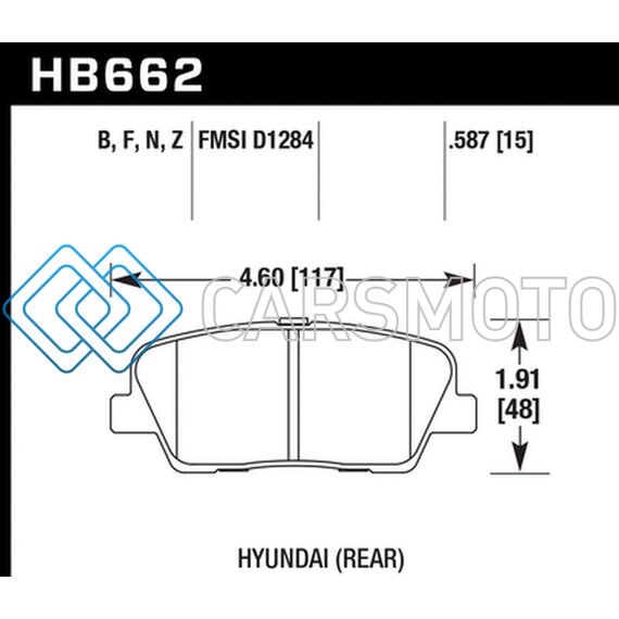 HAWK PERFORMANCE HB662F.587 10 HYUNDAI GENESIS COUPE (W/O BREMBO BREAKS) HPS STREET 15MM REAR BRAKE PADS