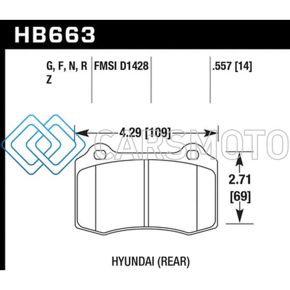 HAWK PERFORMANCE HB663F.557 10 HYUNDAI GENESIS COUPE (TRACK W/ BREMBO BREAKS) HPS STREET 14MM REAR BRAKE PADS