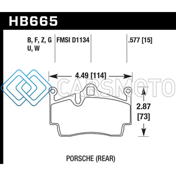 HAWK PERFORMANCE HB665Z.577 2014-2015 PORSCHE CAYMAN PERFORMANCE CERAMIC STREET REAR BRAKE PADS