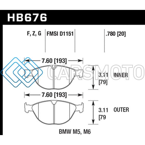 HAWK PERFORMANCE HB676F.780 06-10 BMW M5/M6 HPS STREET FRONT BRAKE PADS