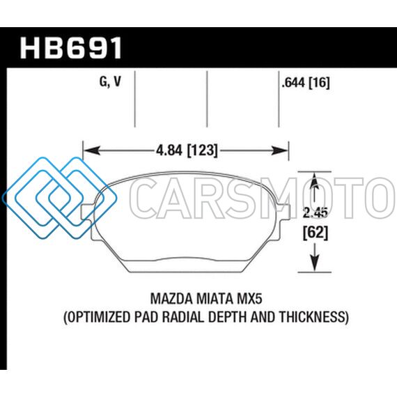 HAWK PERFORMANCE HB691G.644 06-14 MAZDA MX-5 DTC-60 RACE FRONT BRAKE PADS