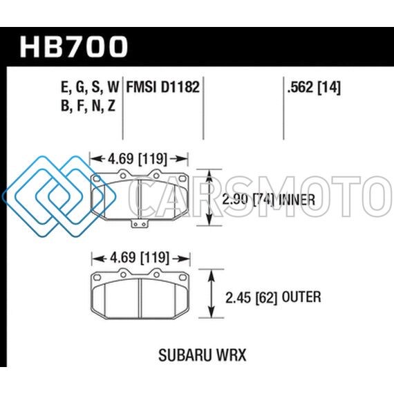 HAWK PERFORMANCE HB700E.562 06-07 SUBARU WRX BLUE 9012 FRONT RACE PADS