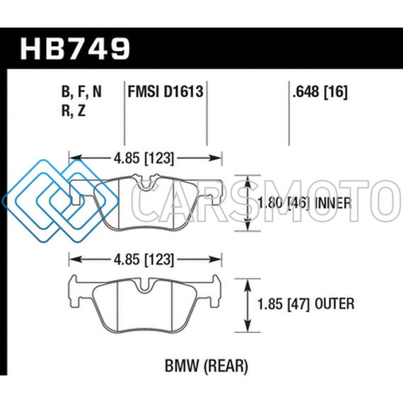 HAWK PERFORMANCE HB749N.648 13-14 BMW 328I/328I XDRIVE / 2014 428I/428I XDRIVE HP PLUS REAR BRAKE PADS