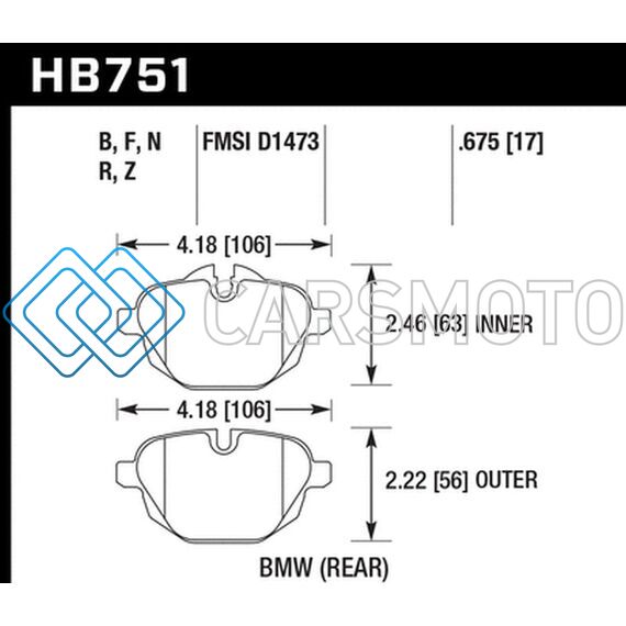 HAWK PERFORMANCE HB751B.675 2015 BMW 428I GRAN COUPE / 11-16 535I / 11-16 X3/X4 HPS 5.0 REAR BRAKE PADS