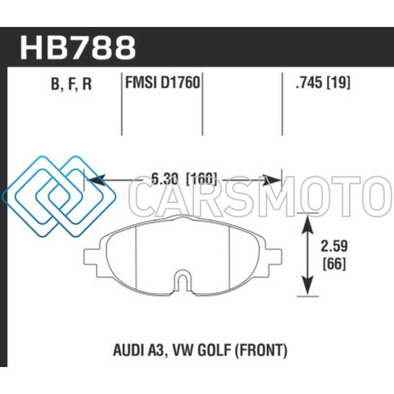 HAWK PERFORMANCE HB788B.745 15-17 VW GOLF / AUDI A3/A3 QUATTRO FRONT HIGH PERFORMANCE BRAKE PADS