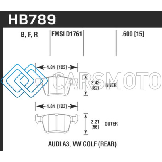 HAWK PERFORMANCE HB789B.600 15-17 AUDI A3/A3 QUATTRO HPS 5.0 REAR BRAKE PADS