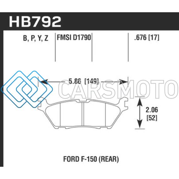HAWK PERFORMANCE HB792B.676 15 FORD F-150 HPS 5.0 REAR BRAKE PADS