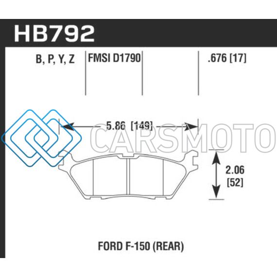 HAWK PERFORMANCE HB792Z.676 15 FORD F-150 PERFORMANCE CERAMIC STREET REAR BRAKE PADS