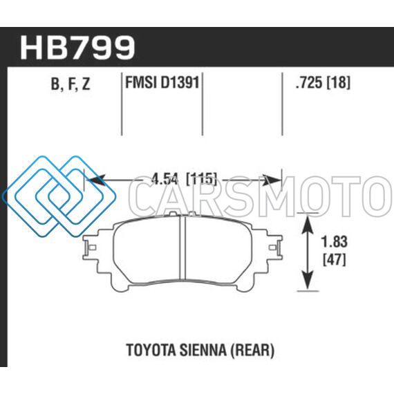 HAWK PERFORMANCE HB799B.597 14-16 TOYOTA HIGHLANDER HPS 5.0 REAR BRAKE PADS