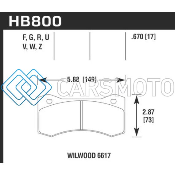 HAWK PERFORMANCE HB800U.670 WILLWOOD 6617 CALIPER DTC-70 RACE BRAKE PADS