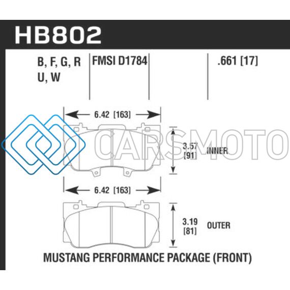 HAWK PERFORMANCE HB802G.661 15-17 FORD MUSTANG GT DTC-60 RACE FRONT BRAKE PADS