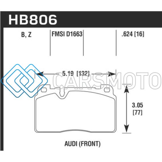HAWK PERFORMANCE HB806Z.624 16-17 AUDI A6 PERFORMANCE CERAMIC STREET FRONT BRAKE PADS