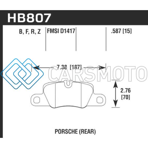 HAWK PERFORMANCE HB807Z.587 2014 PORSCHE 911 PERFORMANCE CERAMIC STREET REAR BRAKE PADS